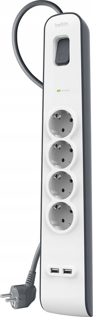 Мережевий фільтр Belkin Surge Protectors 4 розетки (BSV401VF2M-V2) - зображення 2