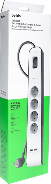 Мережевий фільтр Belkin Surge Protectors 4 розетки (BSV401VF2M-V2) - зображення 4