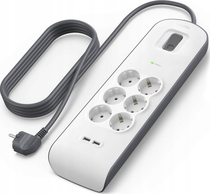 Мережевий фільтр Belkin Surge Protectors 6 розеток (BSV604VF2M-V2) - зображення 3
