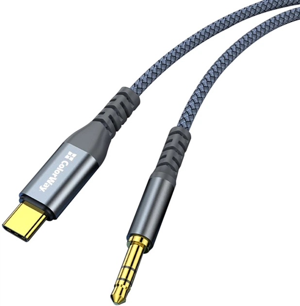 Адаптер-переходник ColorWay USB-C to 3.5 mm mini-Jack 1.2 м Grey