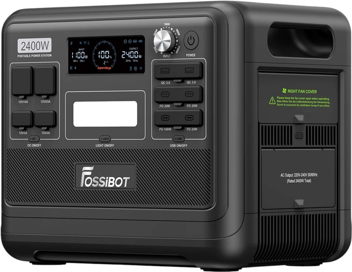 Stacja ładowania Fossibot F2400 / 2400W / 2048 Wh / LiFePO4 Black (6976133247671) - obraz 2