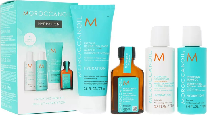 Набір для догляду за волоссям Moroccanoil Hydration Шампунь зволожувальний 70 мл + Кондиціонер 70 мл + Маска 75 мл + Доглядовий засіб 25 мл (7290015485296) - зображення 1