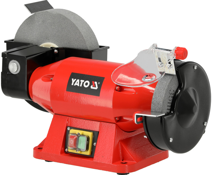 Szlifierka stołowa YATO PREMIUM sieciowa 230 V 520 W, sucha tarcza 150x25x32 mm, mokra tarcza 200x40x20 mm (YT-822112) - obraz 1
