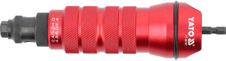 Adapter do nitowania do wkrętarki YATO z sześciokątnym trzpieniem 1/4" do nitów zrywanych (YT-36190) - obraz 2