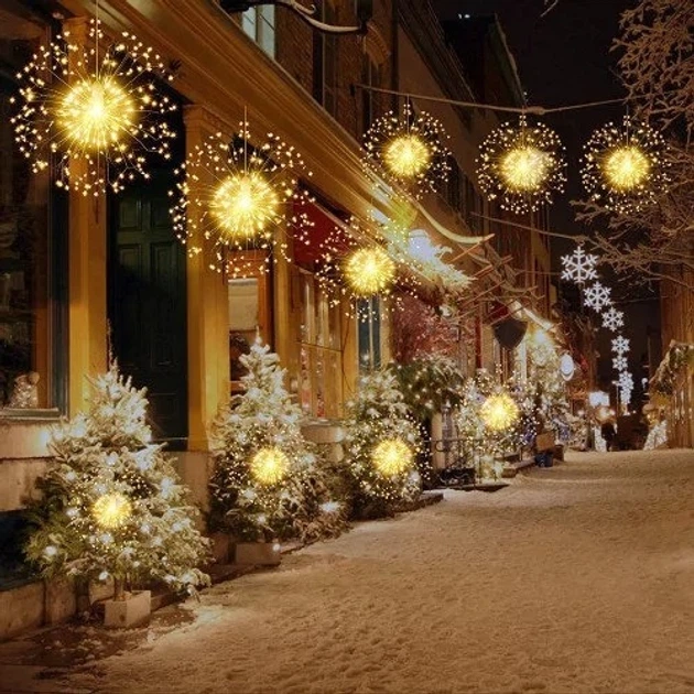 Новорічна гірлянда "Феєрверк", 5м, 500 LED, теплий білий, 8 режимів - зображення 3