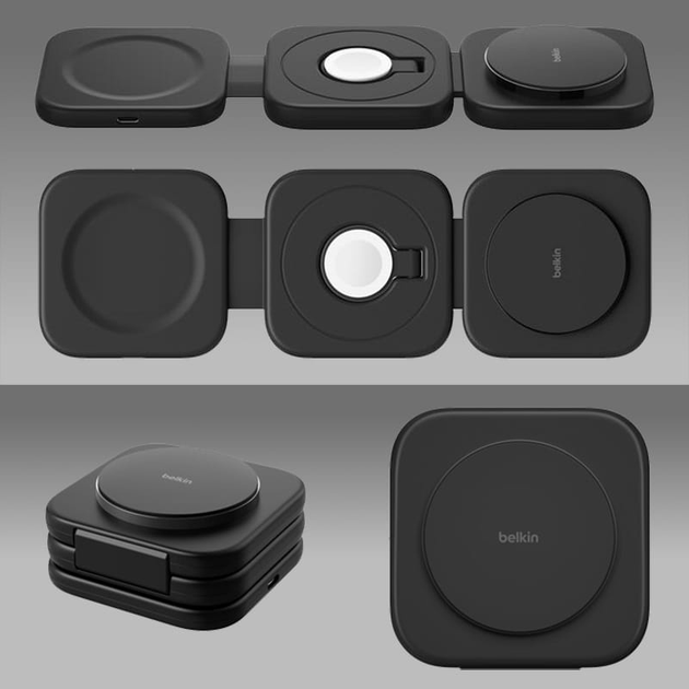 Індукційний зарядний пристрій Belkin BoostCharge Pro Travel Pad 3in1 Qi2 15W Black (WIZ024VFBK) - зображення 12