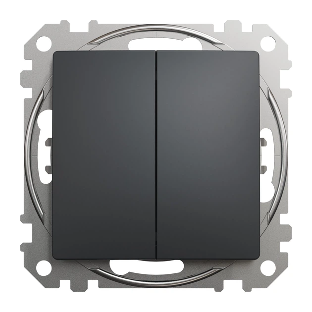 Кнопочный двухклавишный выключатель Schneider Electric 10A, черный Sedna Design & Elements SDD114118 - изображение 3