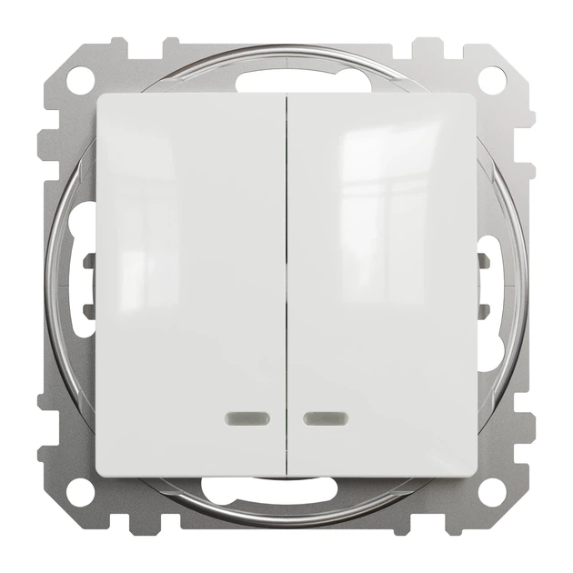 Выключатель двухклавишный Schneider Electric Sedna Design с подсветкой белый SDD111105L - изображение 3