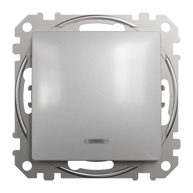 Выключатель одноклавишный Schneider Electric Sedna Design с подсветкой алюминий SDD113101L - изображение 4