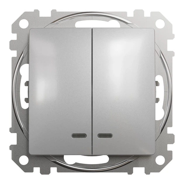 Вимикач двоклавішний Schneider Electric Sedna Design з підсвіткою алюміній SDD113105L - зображення 3