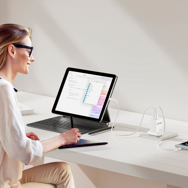 Мережевий зарядний пристрій Unitek USB-A + USB-C 20W White (P1124AWH01-EU) - зображення 5