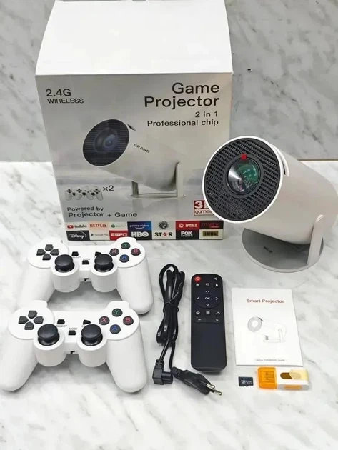 Проектор Led Projector M300 MAX/HY300 4k UHD для домашнего кинотеатра с 2 джойстиками для игр Android 11+карта памяти - изображение 14