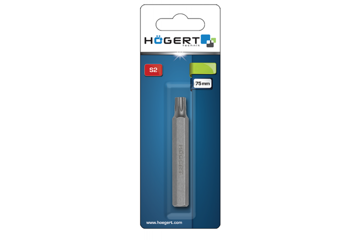 Длинная бита TORX T45 75 мм сталь S2 M10 Hogert (HT1S851) - Фото 2 Длинная бита TORX T45 75 мм сталь S2 M10 Hogert (HT1S851) - изображение 2