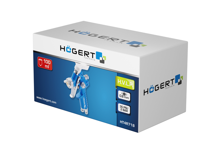 Краскопульт пневматический с верхним резервуаром 100 мл Hogert (HT4R718) - изображение 2