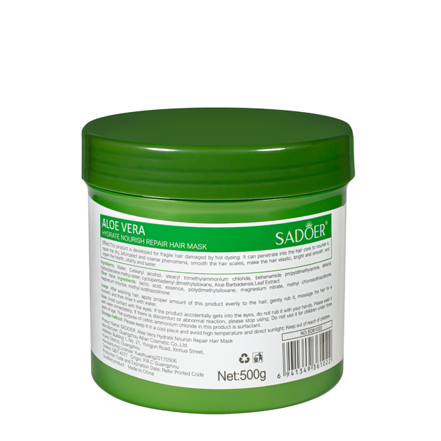 Маска для волосся зволожувальна Sadoer Aloe Vera з алое, 500 мл - Фото 2 Маска для волосся зволожувальна Sadoer Aloe Vera з алое, 500 мл - изображение 2