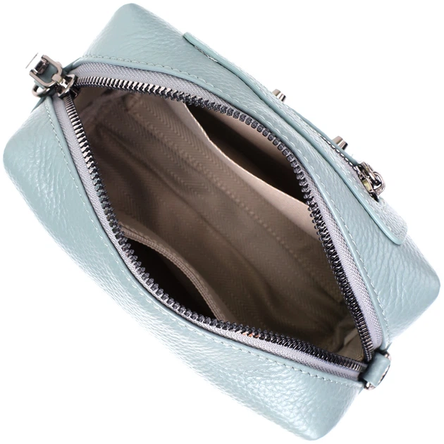 Элегантная женская сумка из натуральной кожи с современным декором VINTAGE Bag 22925 Голубой - изображение 7