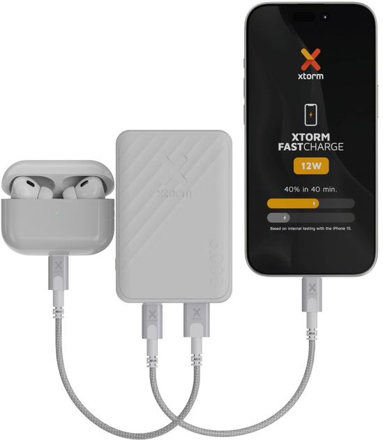 Powerbank Xtorm Go2 5000 mAh 12W FastCharge Ash White (8718182278200) - obraz 9