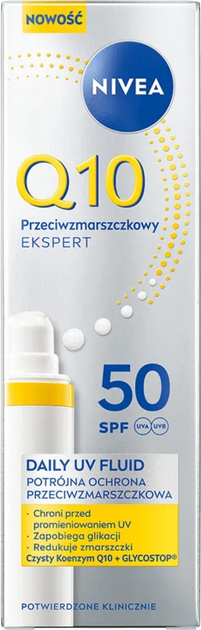 Крем-флюїд Nivea Q10 Daily Uv Spf50 проти зморщок 40 мл (5900017099194) - зображення 3