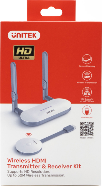 Комплект подовжувача HDMI-сигналу Unitek 50 м White (V1183A01) - зображення 4