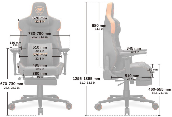 Fotel gamingowy Cougar ARMOR EVO M Black-Orange (CGR-EVM) - obraz 10