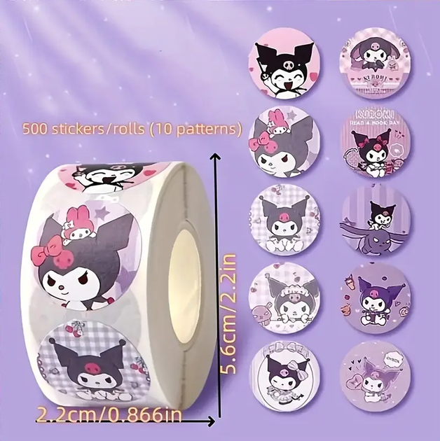 Наклейки Sanrio Hello Kitty Stickers, Cute Cartoon Kuromi, My Melody, 500 штук (FV934195) - изображение 3