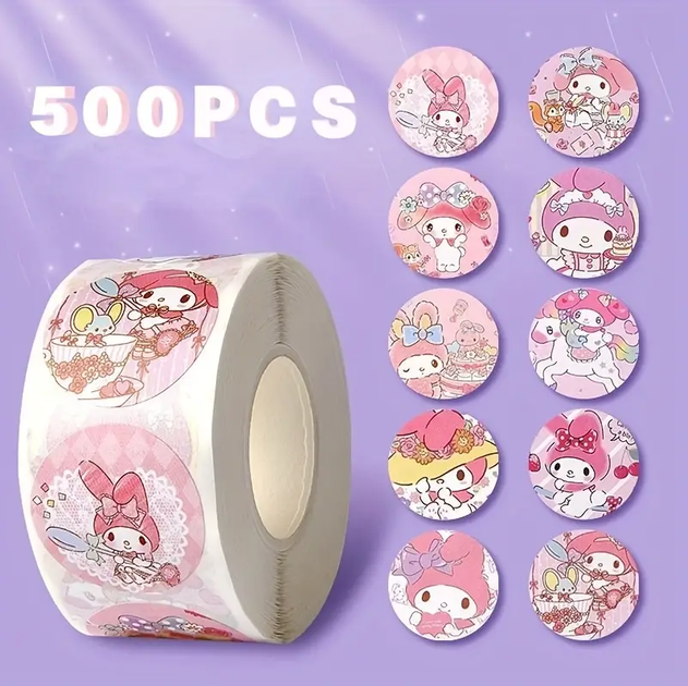 Наклейки Sanrio Hello Kitty Stickers, Cute Cartoon Kuromi, My Melody, 500 штук (FV934195) - изображение 4