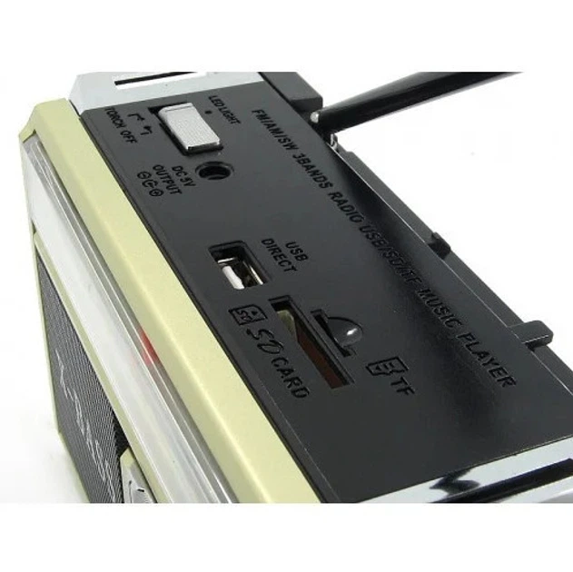Радиоприемник проигрыватель портативный аккумуляторный с радио USB+SD+FM+AM Golon RX 381 золотистый - изображение 3