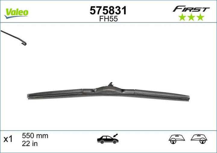 Щітка склоочисника гібридна (двірник) Valeo First Hybrid, 575831, 550 мм - зображення 5