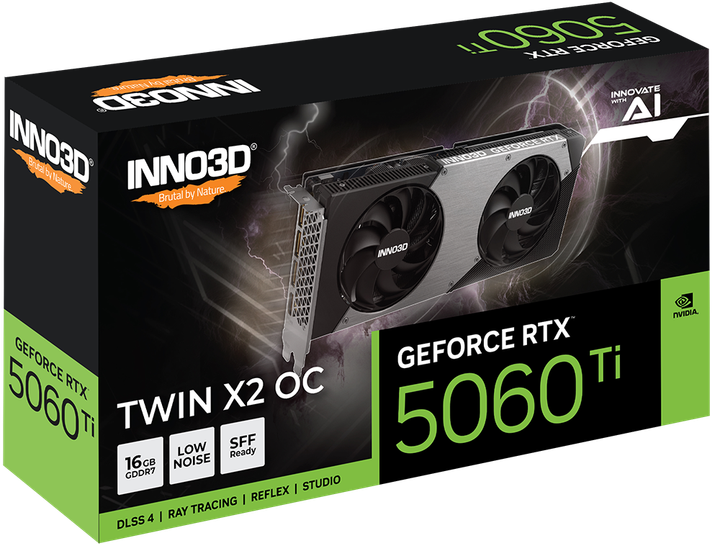 Видеокарта INNO3D GeForce RTX 5060 Ti 16GB TWIN X2 OC (N506T2-16D7X-191073N) - изображение 3