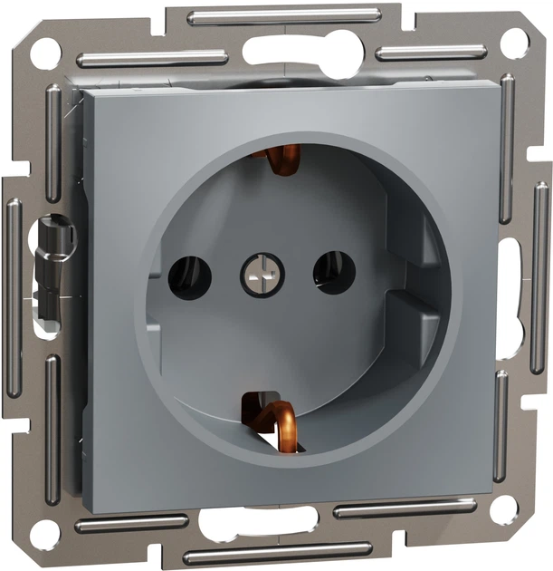 Розетка з заземленням Schneider Electric Asfora Сталь EPH2900162 - Фото 1 Розетка з заземленням Schneider Electric Asfora Сталь EPH2900162 - изображение 1