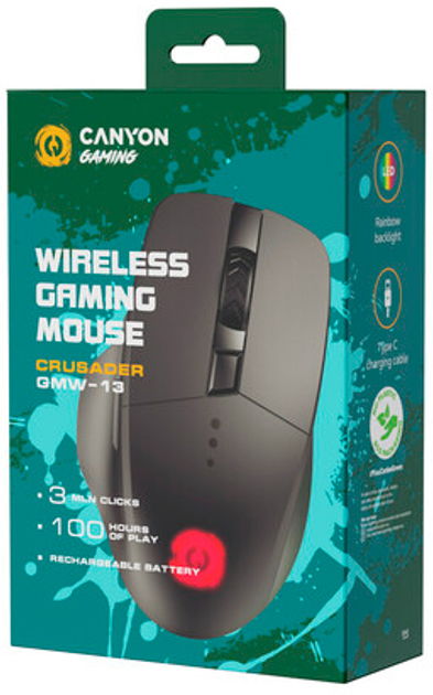Миша Canyon Crusader GMW-13 RGB Wireless Black (CND-SGMW13) - зображення 6