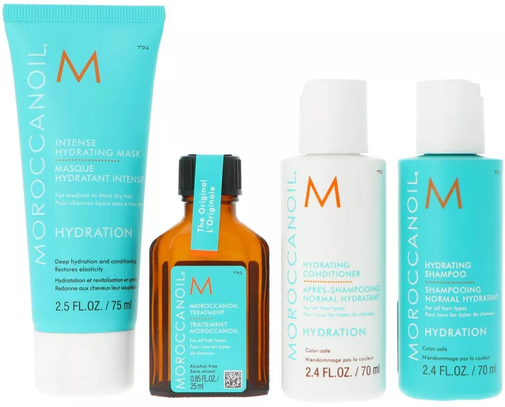 Набір для догляду за волоссям Moroccanoil Hydration Шампунь зволожувальний 70 мл + Кондиціонер 70 мл + Маска 75 мл + Доглядовий засіб 25 мл (7290015485296) - зображення 2