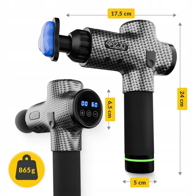 Ручной перкуссионный массажер 4FIZJO Massage Gun Ultra Cool Edition 100 Вт массажный пистолет (P-5905973401470) - изображение 10