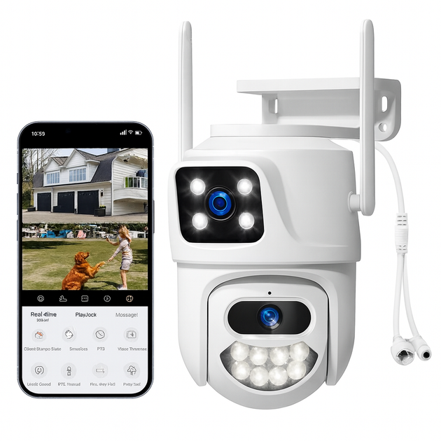 Уличная поворотная WiFi IP-камера QQ6 ICSEE 8MP с двумя объективами - изображение 7