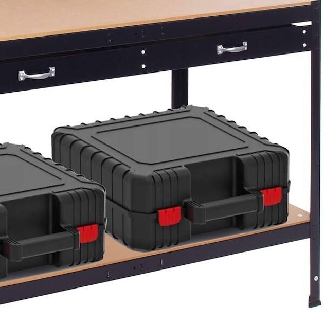 Stół warsztatowy Springos 120 x 60 x 155 cm z blatem roboczym i szufladą czarno-brązowy (5907719476261) - obraz 2