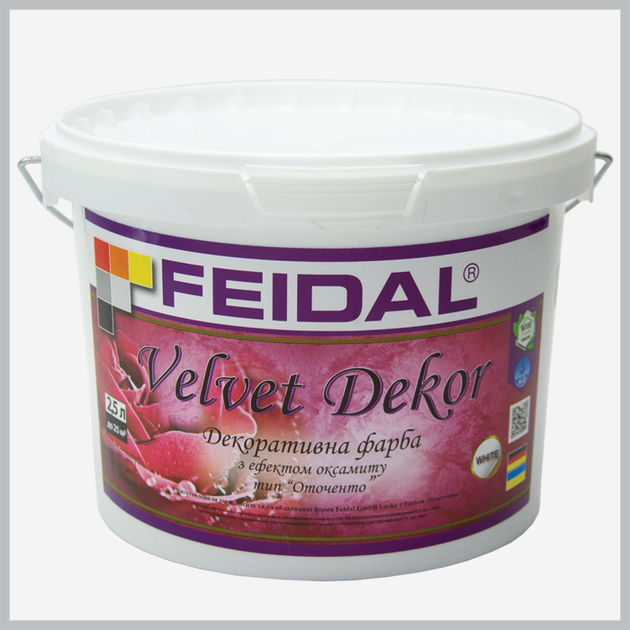 Краска декоративная интерьерная Feidal Velvet Dekor, белая 10л - изображение 3