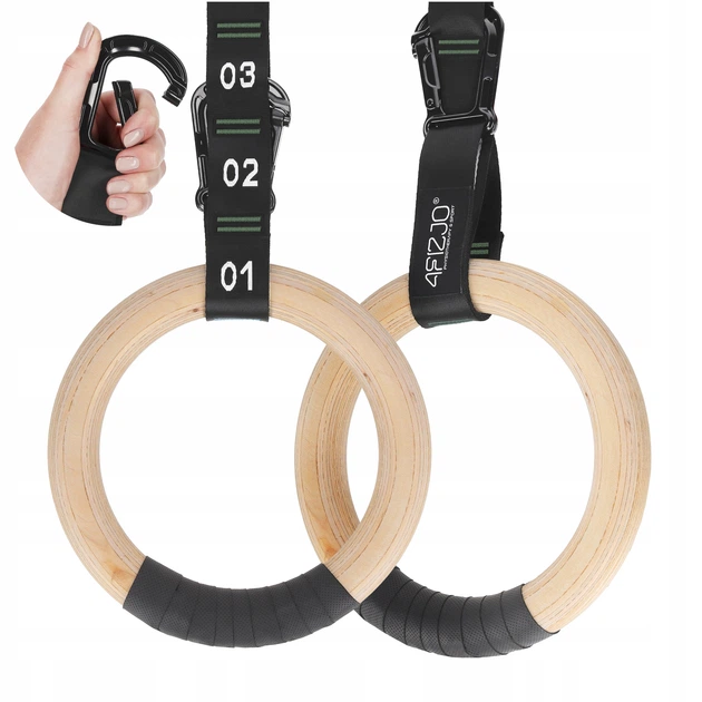 Гімнастичні кільця 4FIZJO дерев'яні, регульовані Black/Green (P-5905973402736) - Фото 1 Гімнастичні кільця 4FIZJO дерев'яні, регульовані Black/Green (P-5905973402736) - зображення 1