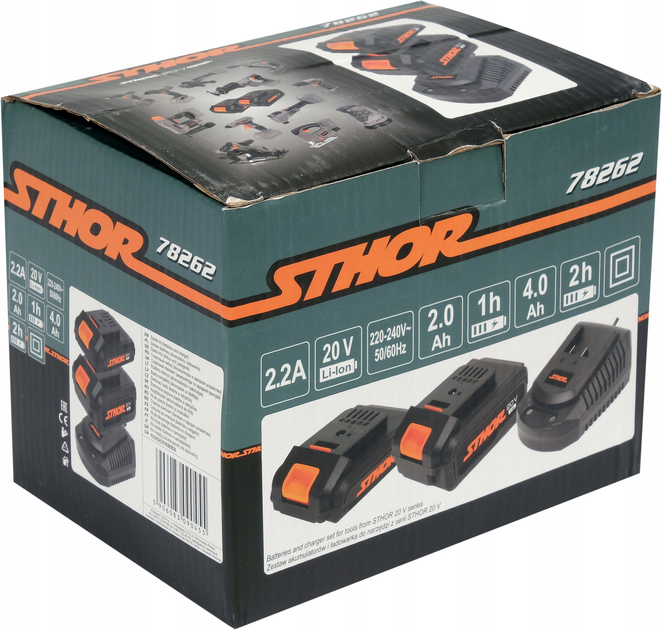 Zestaw startowy Sthor 78262 20 V 4 Ah + 2 Ah + ładowarka (5906083090455) - obraz 4