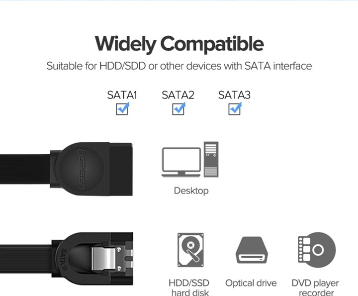 Кабель UGREEN US217 SATA 3 Data Cable 0.5m (Black)(UGR-30796) - Фото 3 Кабель UGREEN US217 SATA 3 Data Cable 0.5m (Black)(UGR-30796) - изображение 3