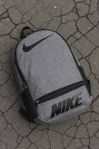 Стильный городской рюкзак Loft серого меланжа с большим лого Nike удобный брендовый рюкзак для работы и активного отдыха - изображение 4