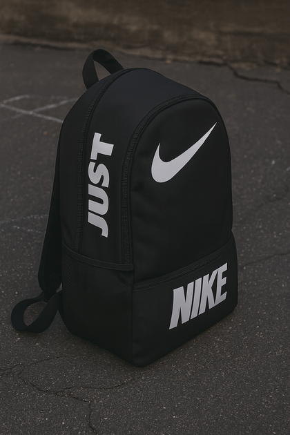 Практичний чорний міський рюкзак loft Nike з великим білим лого чоловічий жіночий портфель для ноутбука роботи навчання та поїздок - зображення 3