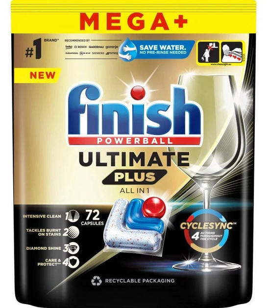 Средство Finish Ultimate PLUS All in1 72 капсулы для посудомоечных машин - изображение 6