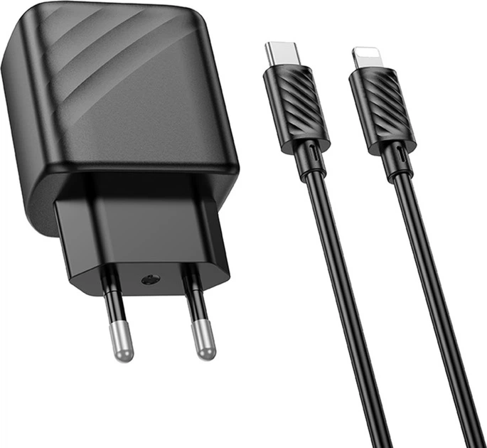 Мережевий зарядний пристрій з кабелем Hoco CS22A Value single port PD30W charger set (C to iP) Black (6942007609920) - зображення 5