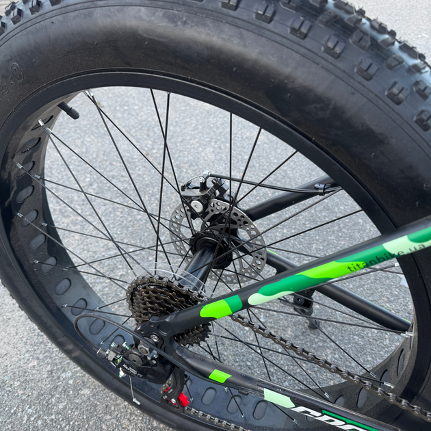 Фетбайк алюминиевый 26/4.0 Kayot с амортизатором, внедорожник велосипед Shimano широкие колеса зелёный-хаки - изображение 5
