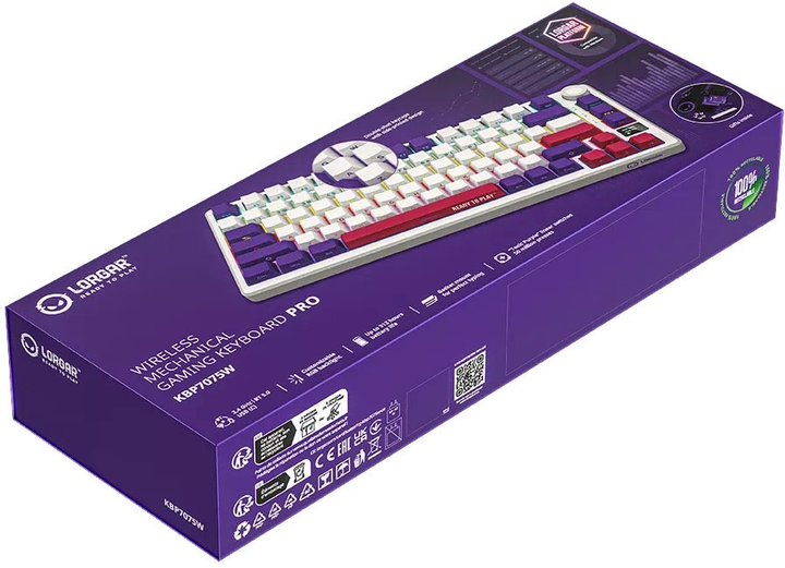 Klawiatura bezprzewodowa Lorgar RGB USB/Wireless White (LRG-KBP7075W-WH-US) - obraz 9