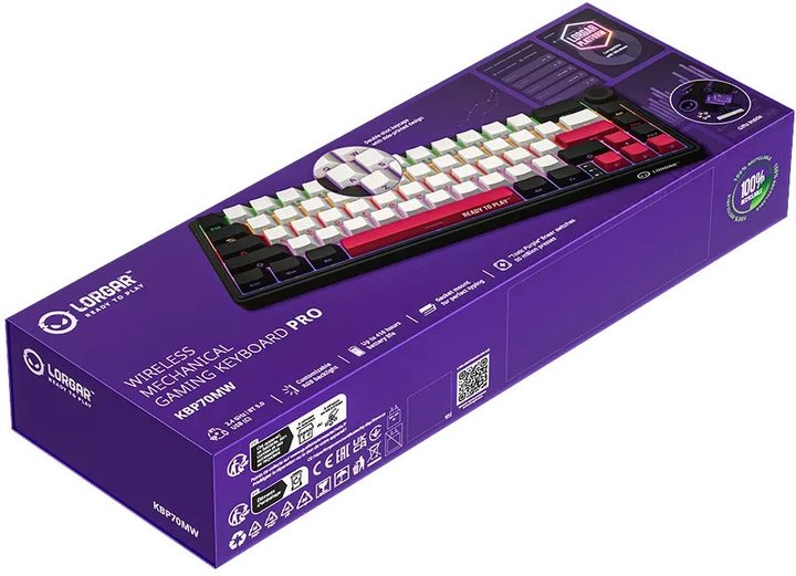 Klawiatura bezprzewodowa Lorgar RGB USB/Wireless Black (LRG-KBP70MW-BK-US) - obraz 10