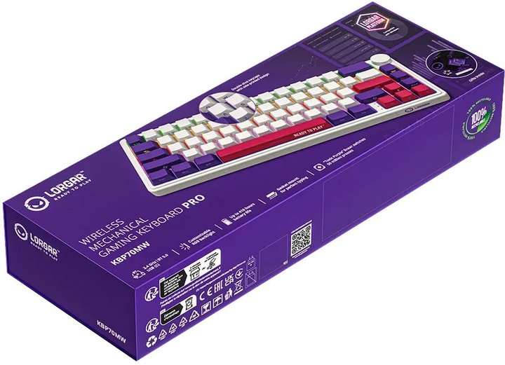 Клавіатура бездротова Lorgar RGB USB/Wireless White (LRG-KBP70MW-WH-US) - зображення 10