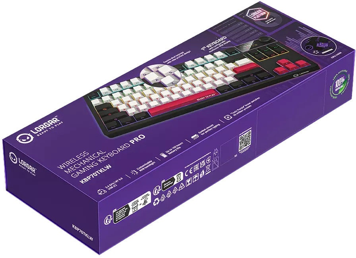 Клавіатура бездротова Lorgar TKL RGB USB/Wireless Black (LRG-KBP70TKLW-BK-US) - зображення 8