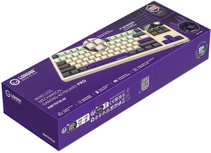Клавіатура бездротова Lorgar TKL RGB USB/Wireless Beige (LRG-KBP70TKLW-RT-US) - зображення 9