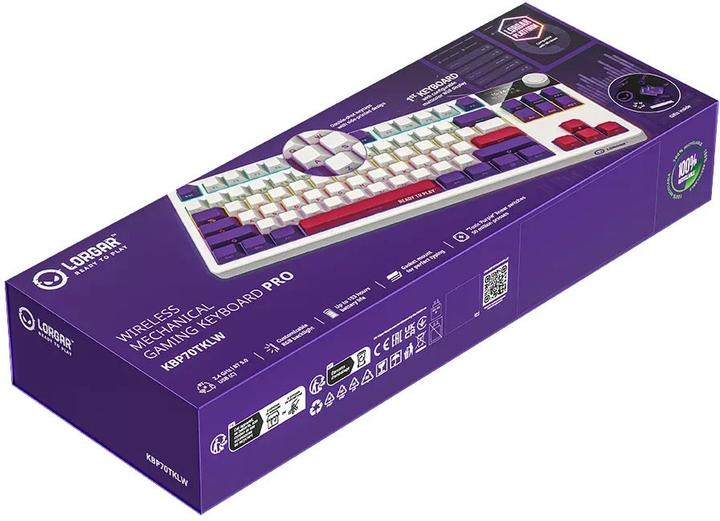 Клавіатура бездротова Lorgar TKL RGB USB/Wireless White (LRG-KBP70TKLW-WH-US) - зображення 9